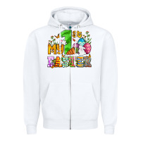 White Easter Day My first Easter with eggs and rabbits Zipper Hoodie - OliviaCreatesArt