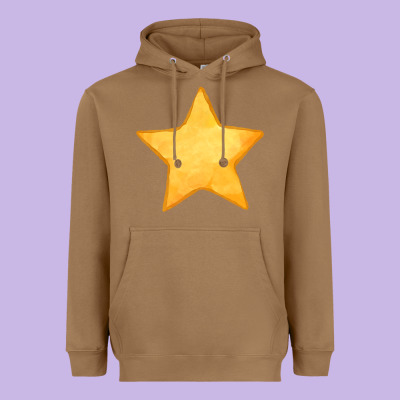 Yellow Star Heavyweight Hoodie Designed By Fadigitalartstudio