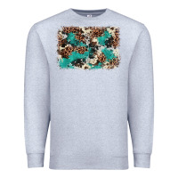 Heather Grey Cowhide Turquoise Glitter Premium Sweatshirt - FaDigitalArtStudio