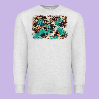 Cowhide Turquoise Glitter Premium Sweatshirt Designed By Fadigitalartstudio