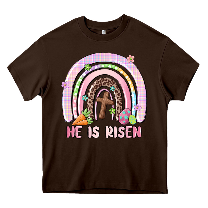 He Is Risen Easter Rainbow Heavy Core Tee by MaliasSmallBusiness | Teevron