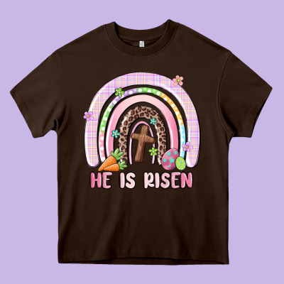 He Is Risen Easter Rainbow Heavy Core Tee Designed By Maliassmallbusiness