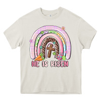 Cream he is risen easter rainbow Heavy Core Tee - MaliasSmallBusiness