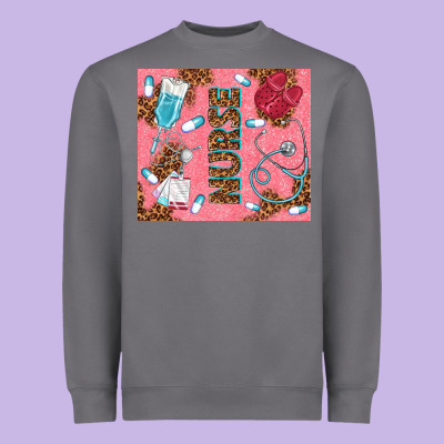 Pink Glitter Nurse Heavyweight Sweatshirt Designed By Tumblerdesignbyshophia