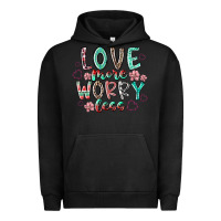 Pigment Black love more worry less Urban Hoodie - RacoonDesign