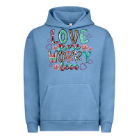 Pigment Pebble Blue love more worry less Urban Hoodie - RacoonDesign