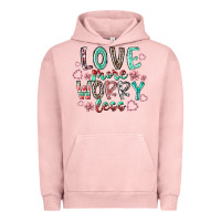 Pigment Salmon love more worry less Urban Hoodie - RacoonDesign