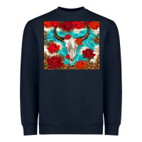 Navy bull skull rose Heavyweight Sweatshirt - TumblerDesignByShophia