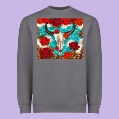 Bull Skull Rose Heavyweight Sweatshirt Designed By Tumblerdesignbyshophia