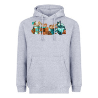 Heather Grey Winter Coffee Cups Heavyweight Hoodie - FaDigitalArtStudio
