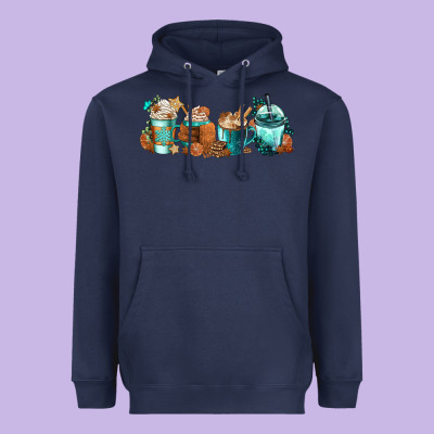 Winter Coffee Cups Heavyweight Hoodie Designed By Fadigitalartstudio