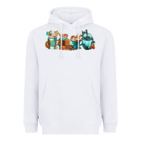 White Winter Coffee Cups Heavyweight Hoodie - FaDigitalArtStudio