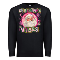 Black Pink Christmas Vibes Santa Premium Sweatshirt - FaDigitalArtStudio