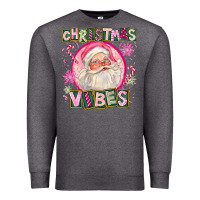 Charcoal Heather Pink Christmas Vibes Santa Premium Sweatshirt - FaDigitalArtStudio