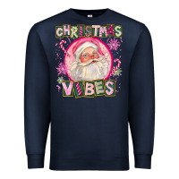 Navy Pink Christmas Vibes Santa Premium Sweatshirt - FaDigitalArtStudio