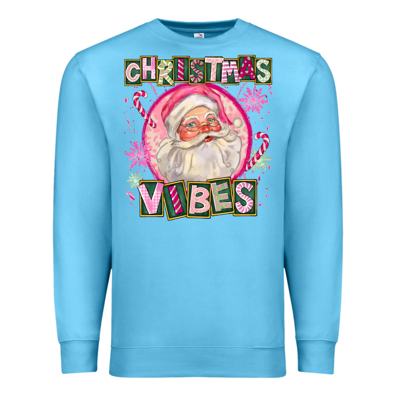 Pink Christmas Vibes Santa Premium Sweatshirt by FaDigitalArtStudio | Teevron