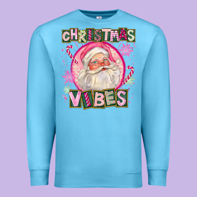Pink Christmas Vibes Santa Premium Sweatshirt Designed By Fadigitalartstudio
