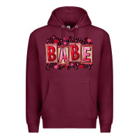 Burgundy Valentine's Day babe Premium Hoodie - FaDigitalArtStudio
