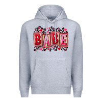Heather Grey Valentine's Day babe Premium Hoodie - FaDigitalArtStudio