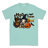 Seafoam Moo I Mean Boo Holstein Cow Classic Tee - LillyAllenDesigns