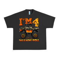 Pigment Black i'm four this is how i roll monster truck birthday Urban Heavy Tee - Jasminsmagicworld