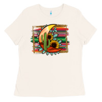 Bone Desert Moon With Serape Background Ladies Tee - Jasminsmagicworld
