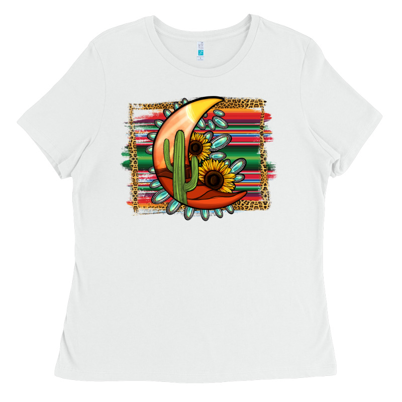 Desert Moon With Serape Background Ladies Tee by Jasminsmagicworld | Teevron