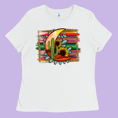 Desert Moon With Serape Background Ladies Tee Designed By Jasminsmagicworld