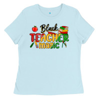 Baby Blue black teacher magic juneteenth Ladies Tee - MaliasSmallBusiness