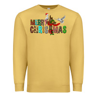 Antique Gold Merry christmas cross Premium Sweatshirt - FaDigitalArtStudio