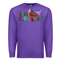 Purple Merry christmas cross Premium Sweatshirt - FaDigitalArtStudio
