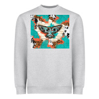 Heather Grey freebird with leopard and cowhide pattern Heavyweight Sweatshirt - TumblerDesignByShophia