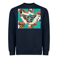 Navy freebird with leopard and cowhide pattern Heavyweight Sweatshirt - TumblerDesignByShophia