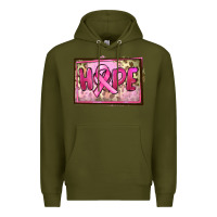 Army Green Hope Breast Cancer Premium Hoodie - FaDigitalArtStudio