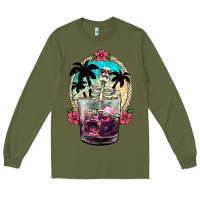 Army Green summer skeleton cocktail Long Sleeve Tee - NancyCooperArtShop