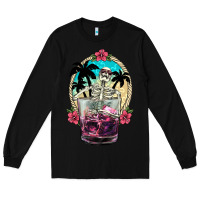 Black summer skeleton cocktail Long Sleeve Tee - NancyCooperArtShop