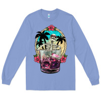 Colony Blue summer skeleton cocktail Long Sleeve Tee - NancyCooperArtShop