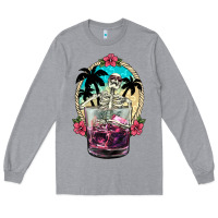 Heather Grey summer skeleton cocktail Long Sleeve Tee - NancyCooperArtShop
