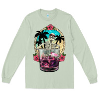 Matcha summer skeleton cocktail Long Sleeve Tee - NancyCooperArtShop