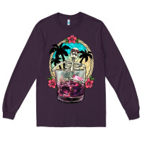 Plum summer skeleton cocktail Long Sleeve Tee - NancyCooperArtShop