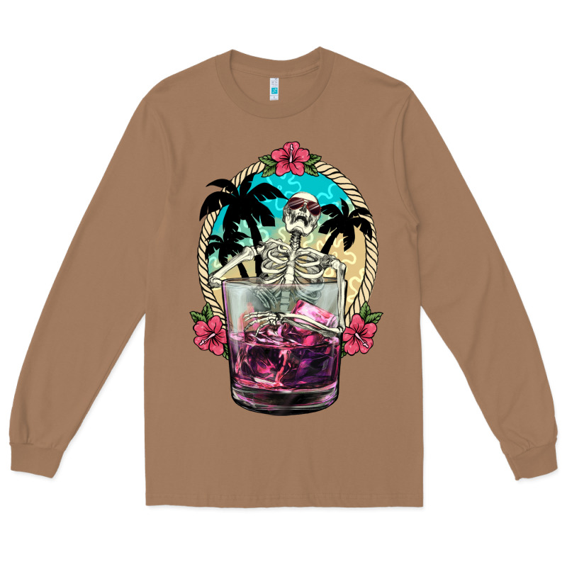 Summer Skeleton Cocktail Long Sleeve Tee by NancyCooperArtShop | Teevron