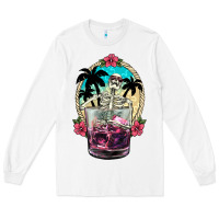 White summer skeleton cocktail Long Sleeve Tee - NancyCooperArtShop