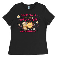 Great Days Start With Iced Coffee And Gratitude Ladies Tee | Teevron