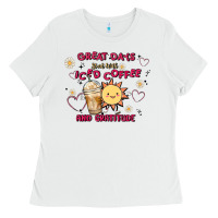 White great days start with iced coffee and gratitude Ladies Tee - MaliasSmallBusiness