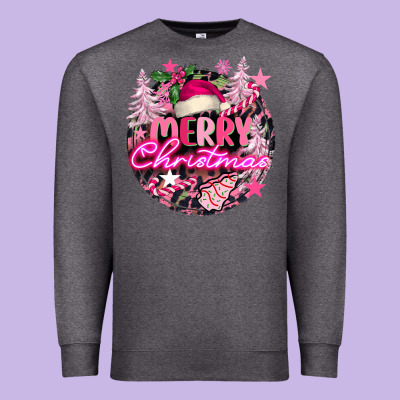 Pink Merry Christmas Premium Sweatshirt Designed By Fadigitalartstudio