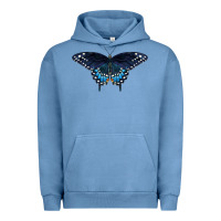 Pigment Pebble Blue Black Swallowtail Butterfly Urban Hoodie - LillyAllenDesigns