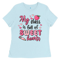 Baby Blue my class is full of sweet hearts Ladies Tee - MaliasSmallBusiness