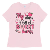 Bubblegum Pink my class is full of sweet hearts Ladies Tee - MaliasSmallBusiness