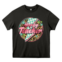Asphalt happy teacher lighting bolt Heavy Core Tee - MaliasSmallBusiness