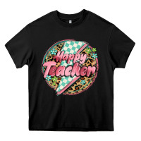 Black happy teacher lighting bolt Heavy Core Tee - MaliasSmallBusiness